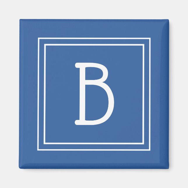 Modern monogram bokstav initial mall kunglig blå magnet (Framsidan)