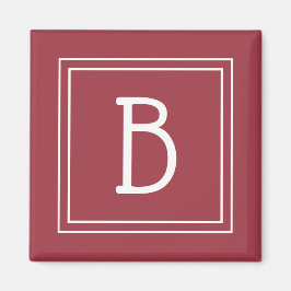 Modern monogram bokstav initial mall röd vit magnet