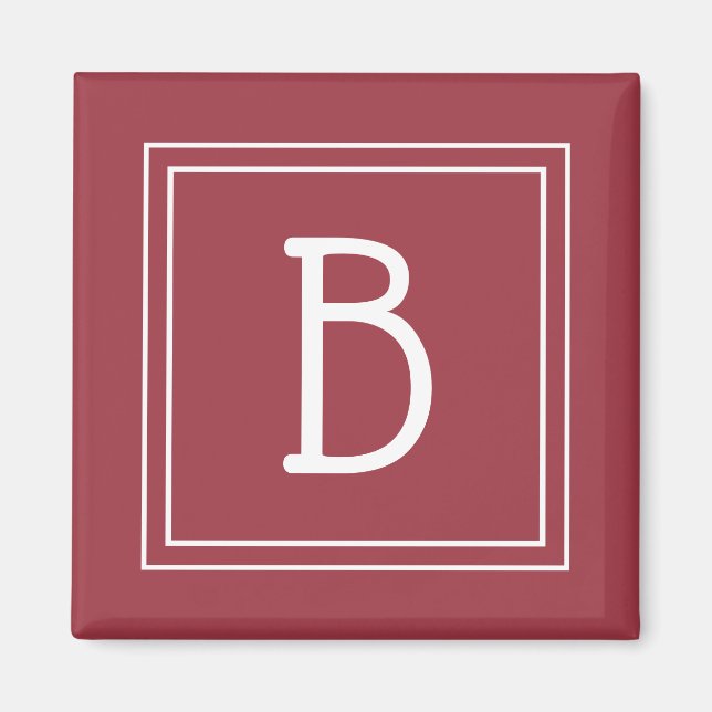 Modern monogram bokstav initial mall röd vit magnet (Framsidan)