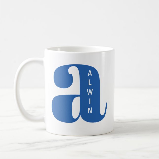 Modern monogram-bokstav med anpassat namn kaffemugg (Vänster)