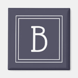 Modern monogram bokstavs initial mall blå vit magnet