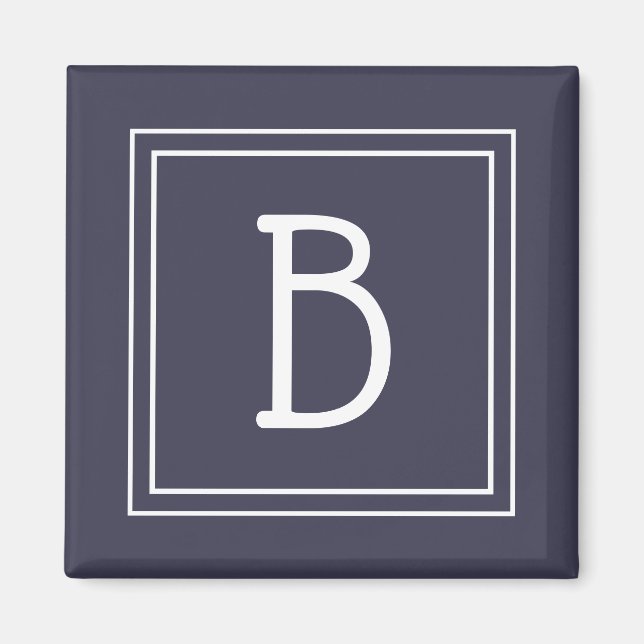 Modern monogram bokstavs initial mall blå vit magnet (Framsidan)