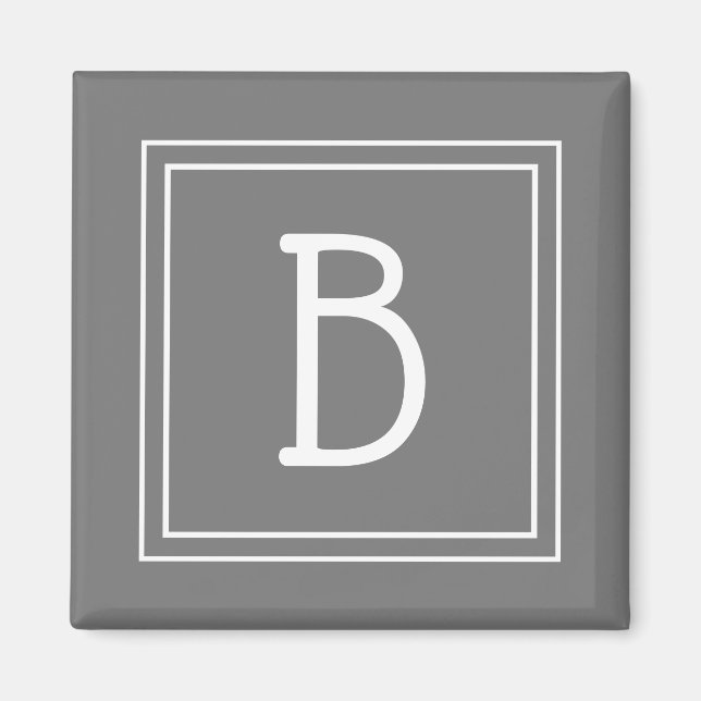 Modern monogram bokstavs initial mall grå vit magnet (Framsidan)