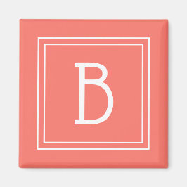 Modern monogram bokstavs initial mall söt korall magnet