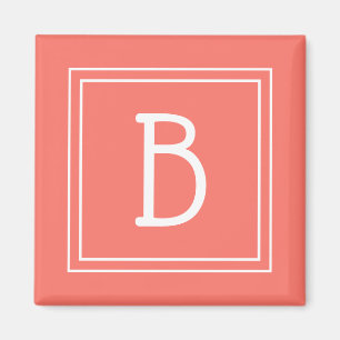 Modern monogram bokstavs initial mall söt korall magnet