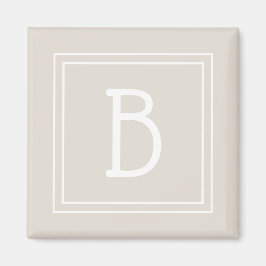 Modern monogram bokstavs initial mall unik beige magnet