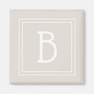 Modern monogram bokstavs initial mall unik beige magnet