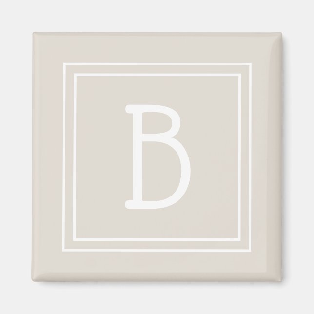 Modern monogram bokstavs initial mall unik beige magnet (Framsidan)