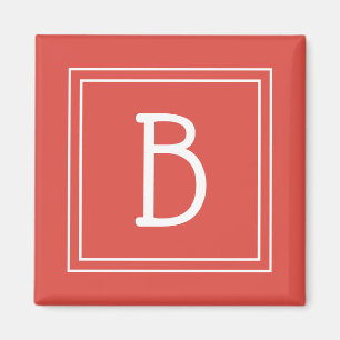Modern monogram bokstavsmall Mall röd vit Magnet