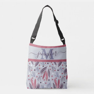 Modern Monogram Botanical Mönster Axelväska