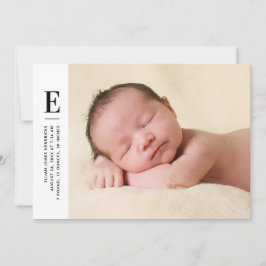Modern Monogram Boys Photo Birth-annonsering Inbjudningar