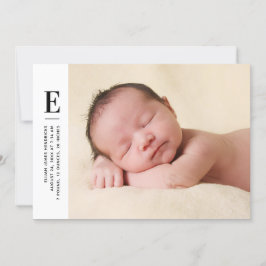 Modern Monogram Boys Photo Birth-annonsering Inbjudningar