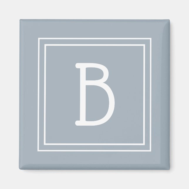 Modern Monogram Brev - första Blå mall Magnet (Framsidan)