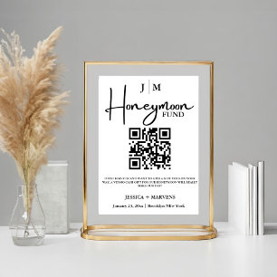 Modern Monogram bröllop honeymoon-fond QR-kod Poster