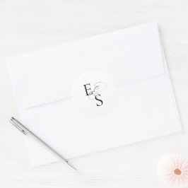Modern monogram Bröllop Round Sticker Runt Klistermärke