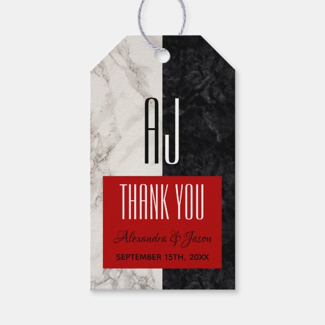 Modern Monogram Bröllop Tack Presentetikett (Framsidan)