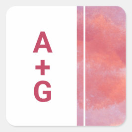 Modern Monogram Bröllopsdekal Fyrkantigt Klistermärke