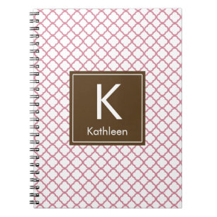 Modern Monogram (Brown/Rosa) Anteckningsbok Med Spiral