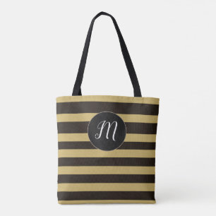 Modern Monogram Brown Stripe Mönster Tygkasse