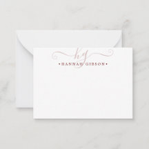 Modern Monogram Burgundy Initialer Note Card