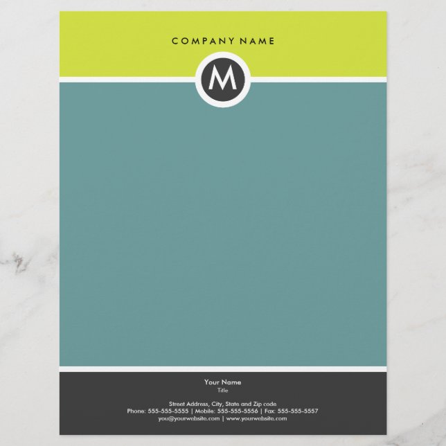Modern Monogram Business Letterhead Brevhuvud (Framsida)