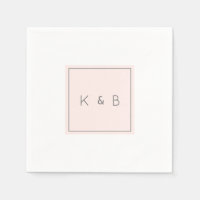 Modern Monogram Champagne Rosa Cocktail Napkins