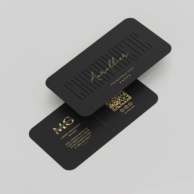 Modern monogram Chiropraktik-terapi, svart Guld Visitkort (Modern Monogram Chiropractic Therapist Black Gold Business Card
)