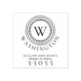 Modern Monogram Circle Returadress Frimärke Stämpel