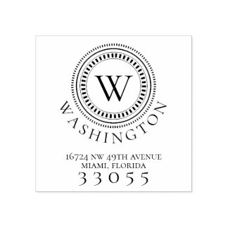 Modern Monogram Circle Returadress Frimärke Stämpel