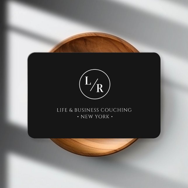 Modern, monogram, cirkel, svart affärskort visitkort (Modern, monogram, circle, black business card)