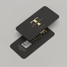 Modern Monogram Company Logotyp F T Black Guld Visitkort