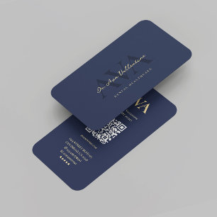 Modern monogram dentist Dental Orthodontist Blue Visitkort