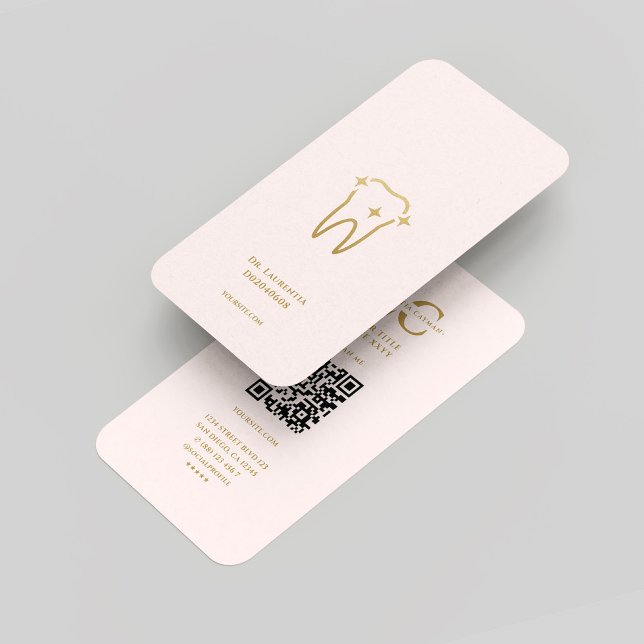 Modern monogram dentist Rosa Guld Visitkort (Modern Monogram Dentist Pink Gold Business Card
)