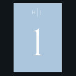 Modern Monogram Dusty Blue Bröllop Bordsnummer<br><div class="desc">Det här enkla bord-kortet i elegant har en modern monogramdesign som kommer att matcha de flesta bröllop teman. Lägg till anpassningsbarna med hjälp av mallformuläret. Du kan ändra färg,  teckensnitt och layout genom att markera verktyg i designen.</div>