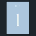 Modern Monogram Dusty Blue Bröllop Bordsnummer<br><div class="desc">Det här enkla bord-kortet i elegant har en modern monogramdesign som kommer att matcha de flesta bröllop teman. Lägg till anpassningsbarna med hjälp av mallformuläret. Du kan ändra färg,  teckensnitt och layout genom att markera verktyg i designen.</div>