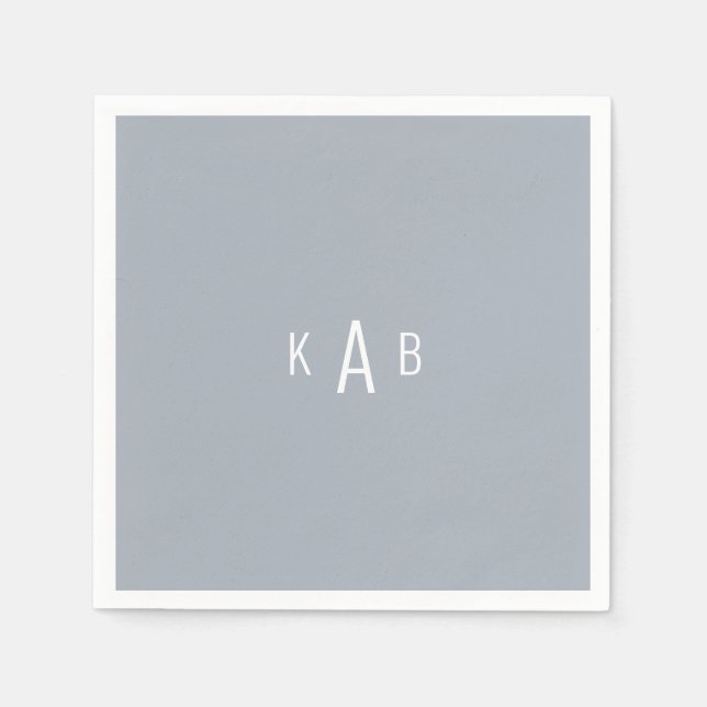 Modern Monogram Dusty Blue Cocktail Napkins Pappersservett (Framsidan)