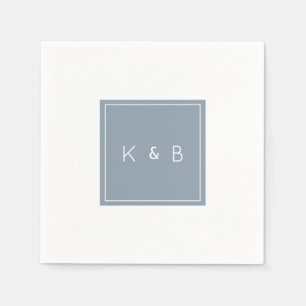 Modern Monogram Dusty Blue & White Cocktail Napki Pappersservett