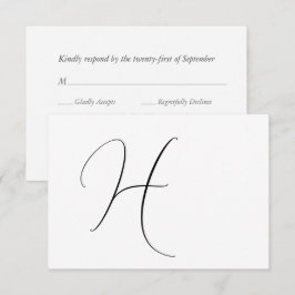 Modern Monogram Elegant Black & White Bröllop OSA Kort