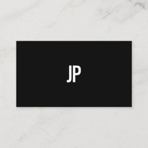 Modern Monogram Elegant Black White enkel sladd Visitkort