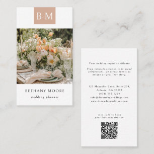 Modern Monogram Elegant bröllop Planner Photo Visitkort