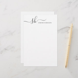 Modern monogram Elegant Calligraphy-Personlig Brevpapper