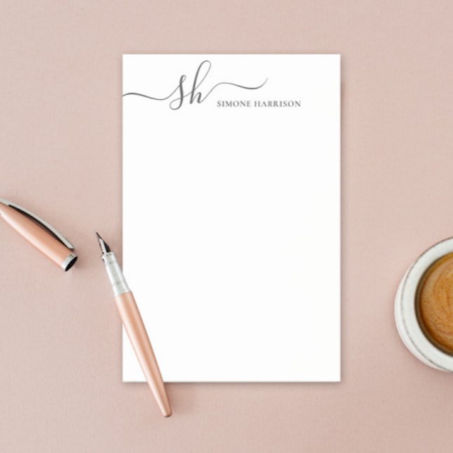 Modern monogram Elegant Calligraphy-Personlig Post-it Block (Skapare uppladdad)