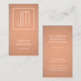 Modern Monogram Elegant Copper Faux Foil-Lodrät Visitkort