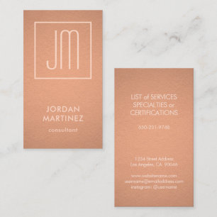 Modern Monogram Elegant Copper Faux Foil-Lodrät Visitkort