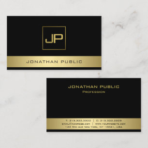 Modern Monogram-Elegant för anpassningsbar Black Visitkort