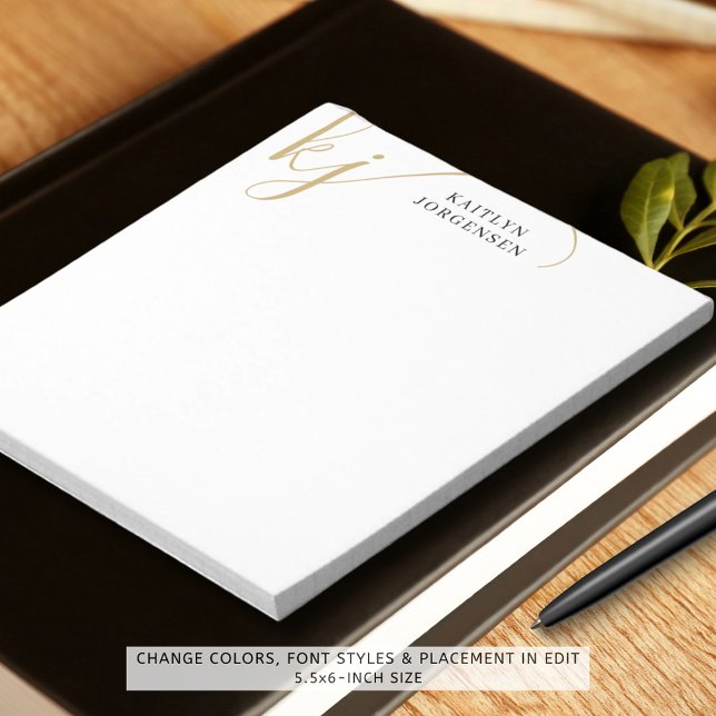 Modern Monogram Elegant Initialer Black Anteckningsblock (Skapare uppladdad)