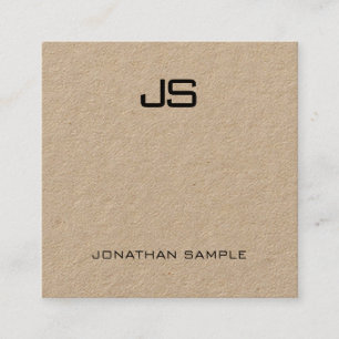 Modern Monogram-Elegant Real Kraft Papper Fyrkantigt Visitkort