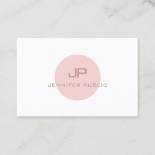 Modern Monogram Elegant Rosa White Professionell Visitkort