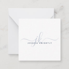 Modern Monogram Elegant Script Initialer - marinbl Anteckningskort