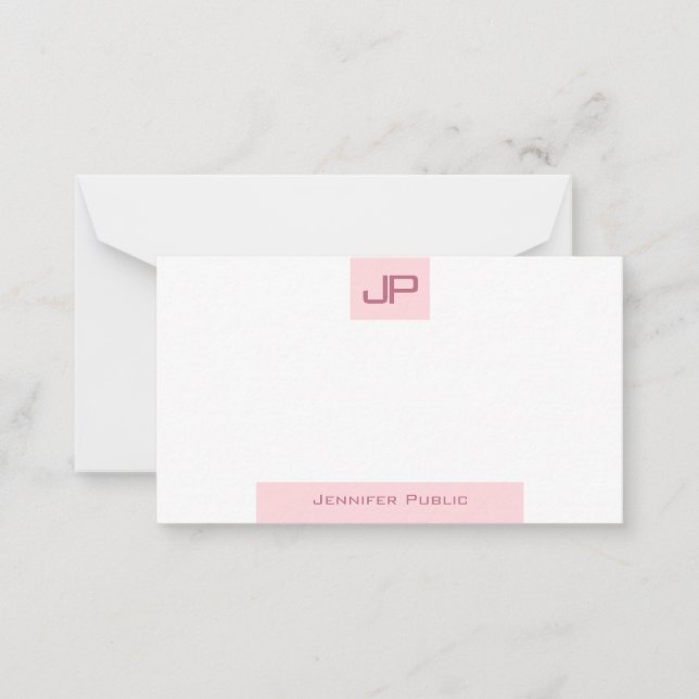 Modern monogram - enkel elegant - mall för  Rosa (Framsida)